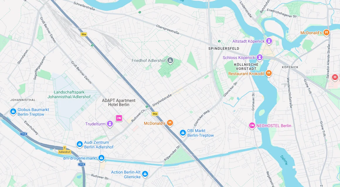 Karte Einsatzgebiet Schlüsseldienst Hillemeyer in Adlershof, Berlin