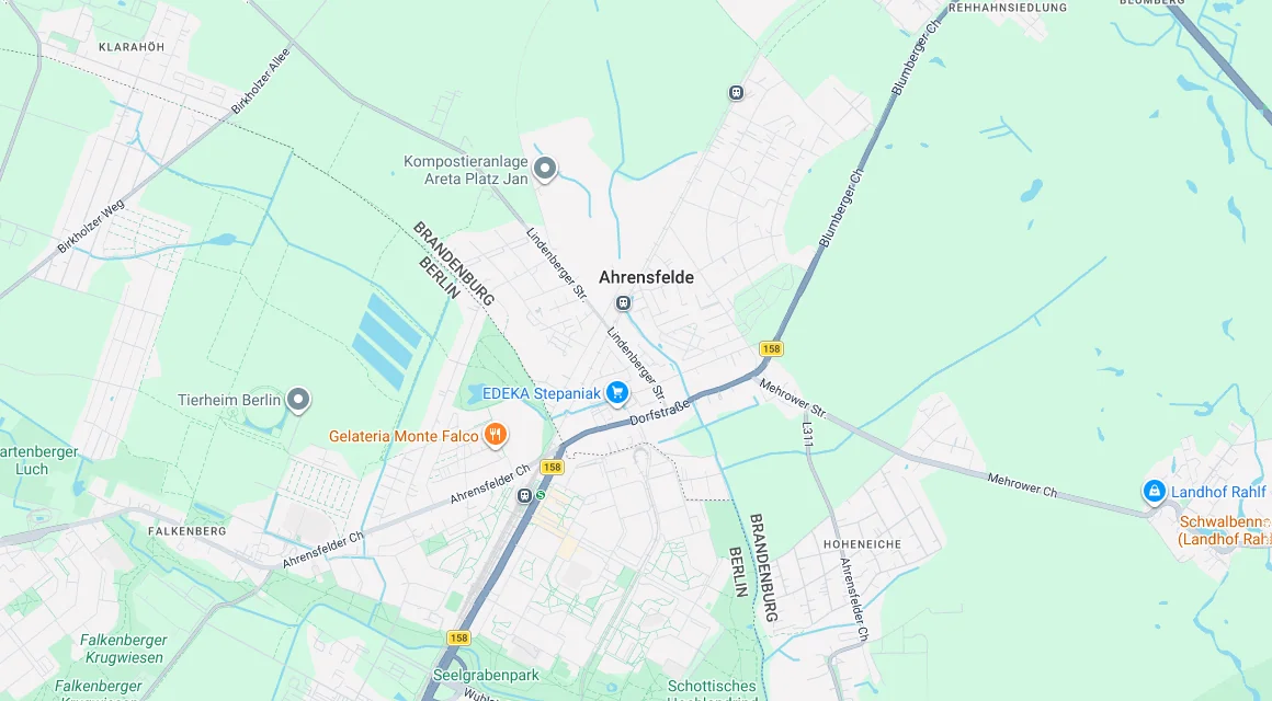 Karte Einsatzgebiet Schlüsseldienst Hillemeyer in Ahrensfelde, Brandenburg
