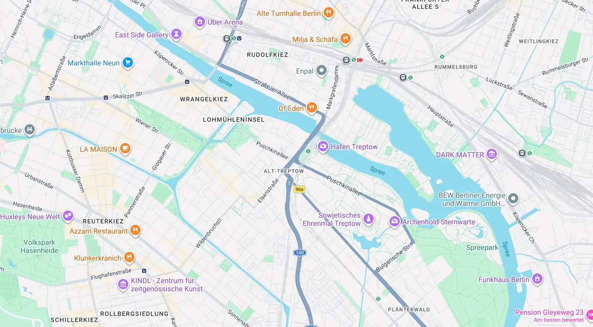 Karte Einsatzgebiet Schlüsseldienst Hillemeyer in Alt-Treptow, Berlin