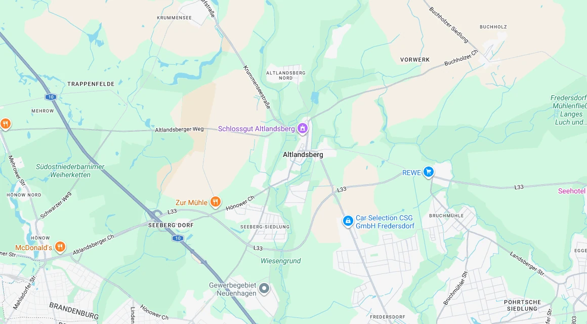 Karte Einsatzgebiet Schlüsseldienst Hillemeyer in Altlandsberg, Brandenburg