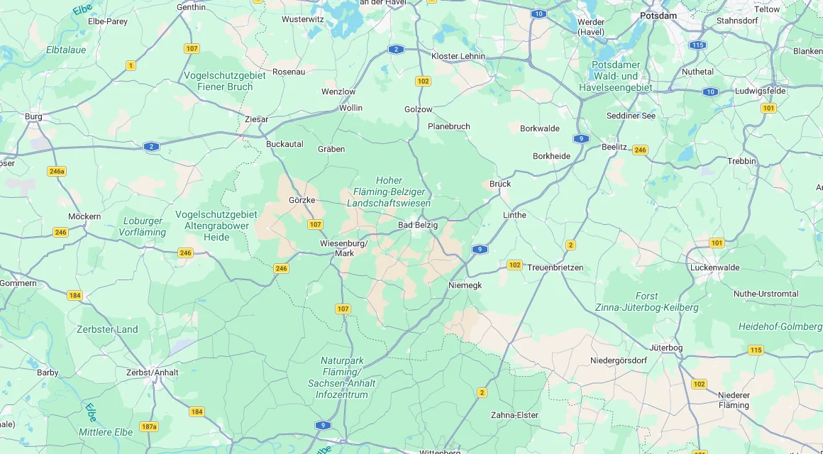 Karte Einsatzgebiet Schlüsseldienst Hillemeyer in Bad Belzig, Brandenburg