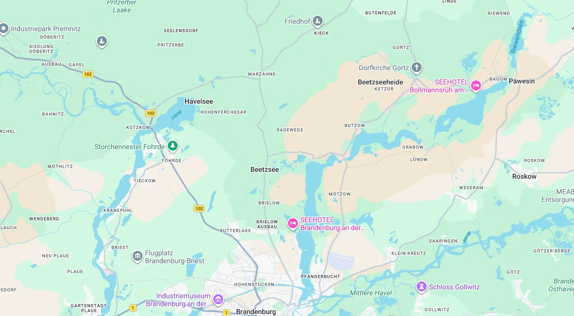 Karte Einsatzgebiet Schlüsseldienst Hillemeyer in Beetzsee, Brandenburg