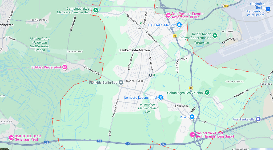Karte Einsatzgebiet Schlüsseldienst Hillemeyer in Blankenfelde-Mahlow