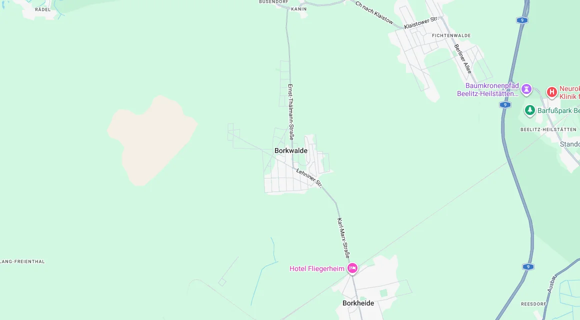 Karte Einsatzgebiet Schlüsseldienst Hillemeyer in Borkwalde, Brandenburg