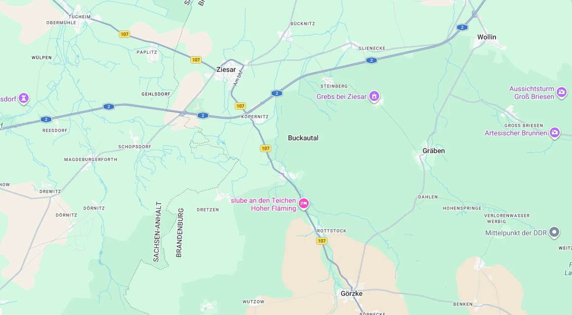 Karte Einsatzgebiet Schlüsseldienst Hillemeyer in Buckautal, Brandenburg