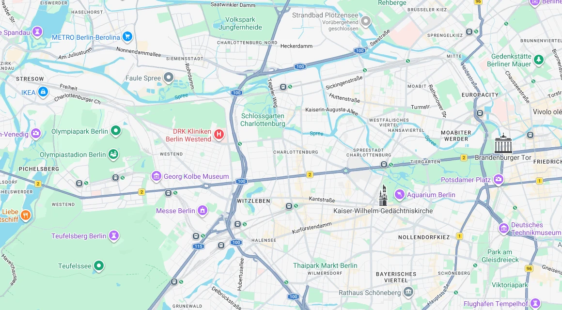 Karte Einsatzgebiet Schlüsseldienst Hillemeyer in Charlottenburg, Berlin