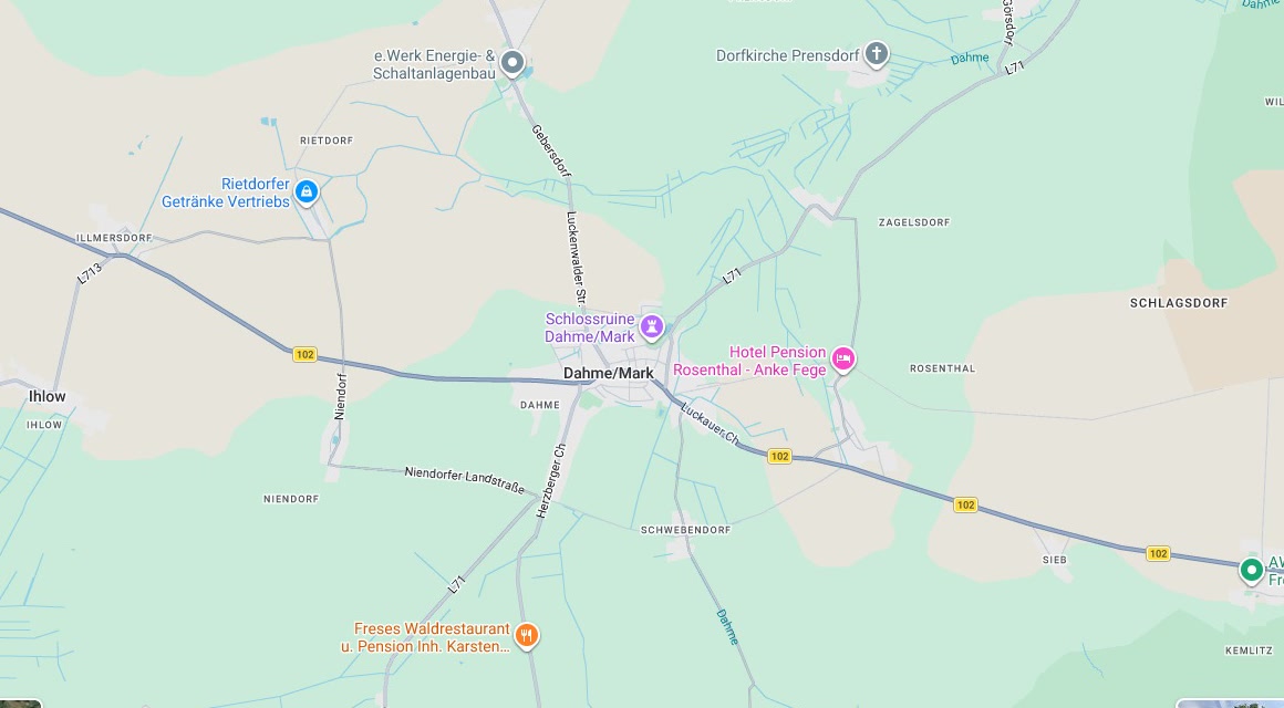 Karte Einsatzgebiet Schlüsseldienst Hillemeyer in Dahme/Mark