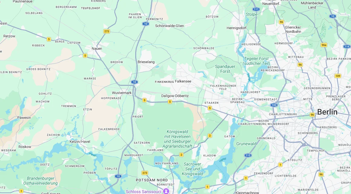 Karte Einsatzgebiet Schlüsseldienst Hillemeyer in Dallgow-Döberitz, Brandenburg