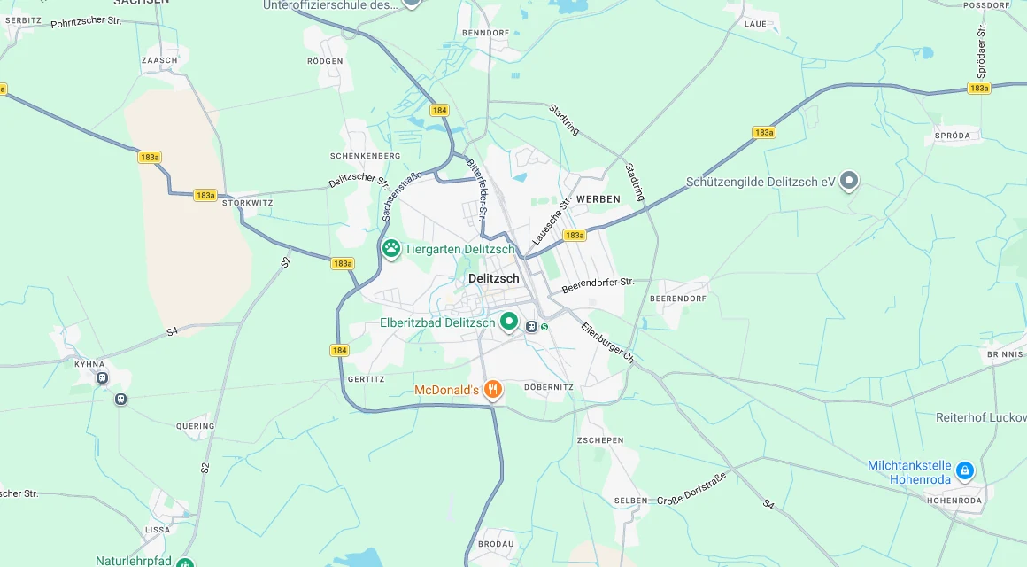 Karte Einsatzgebiet Schlüsseldienst Hillemeyer in Delitzsch, Nordsachsen / Sachsen