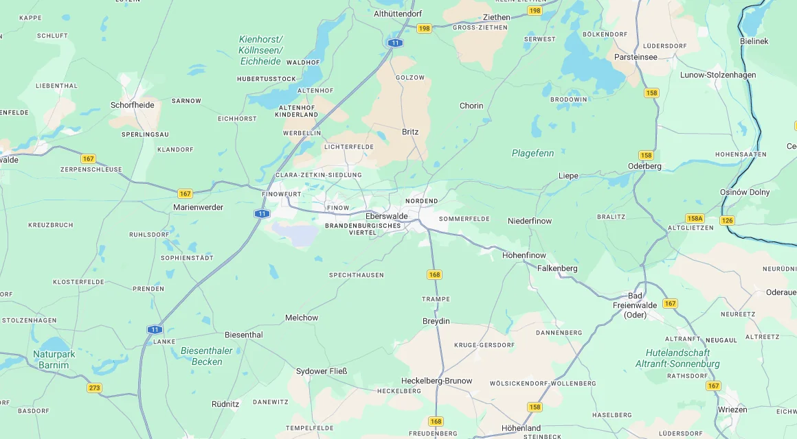 Karte Einsatzgebiet Schlüsseldienst Hillemeyer in Eberswalde, Brandenburg
