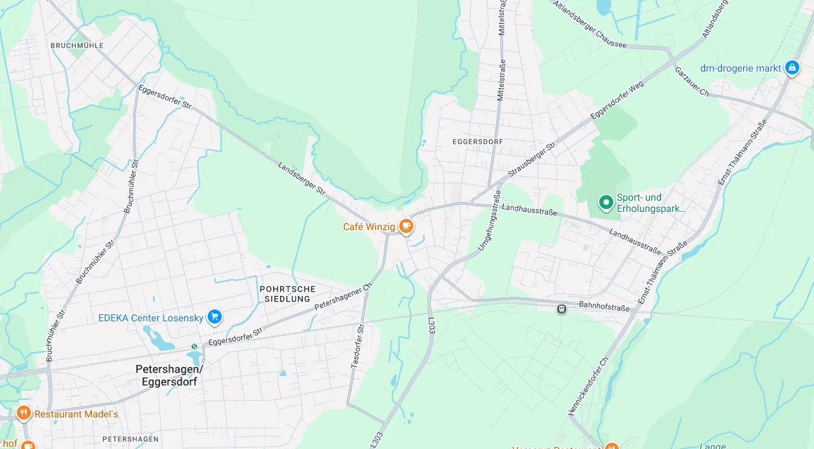 Karte Einsatzgebiet Schlüsseldienst Hillemeyer in Eggersdorf, Brandenburg