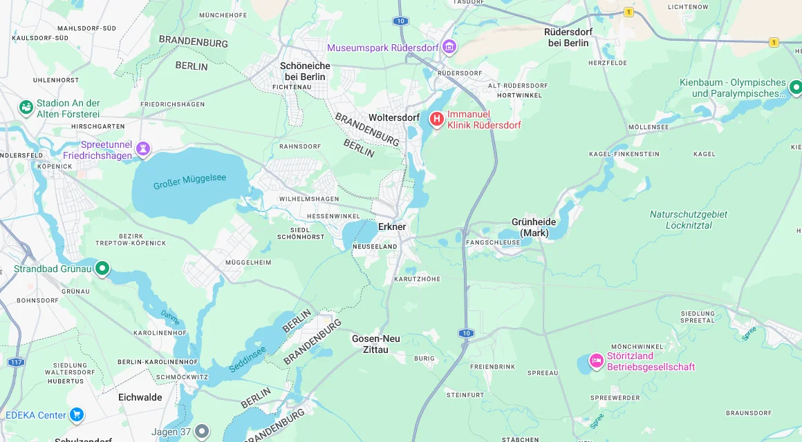 Karte Einsatzgebiet Schlüsseldienst Hillemeyer in Erkner, Brandenburg