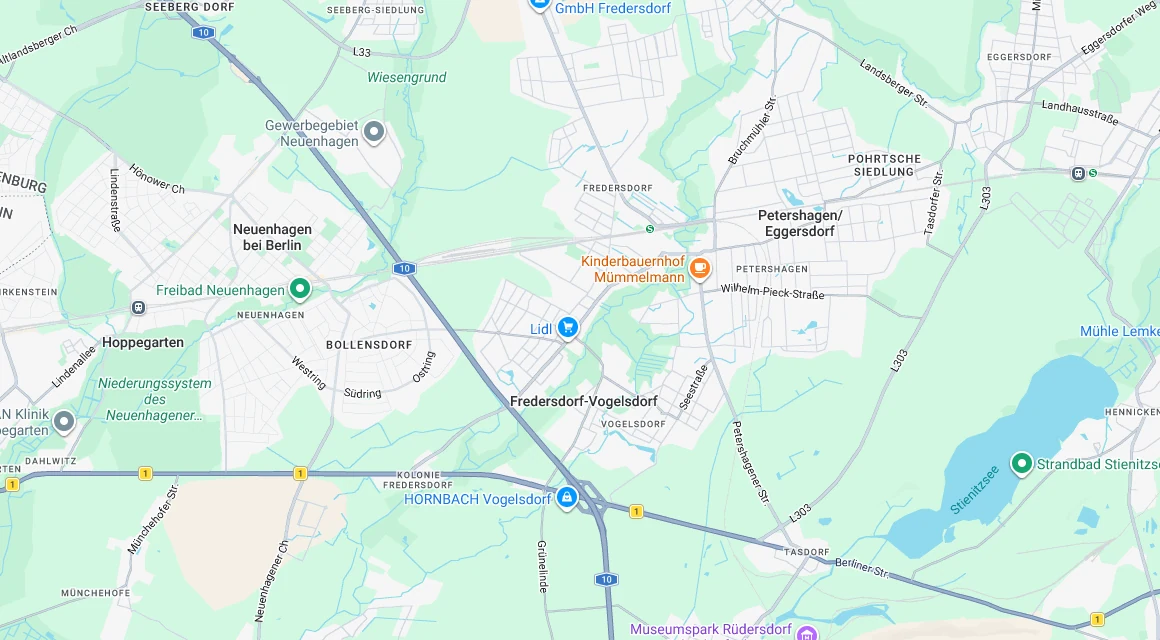 Karte Einsatzgebiet Schlüsseldienst Hillemeyer in Fredersdorf-Vogelsdorf, Brandenburg