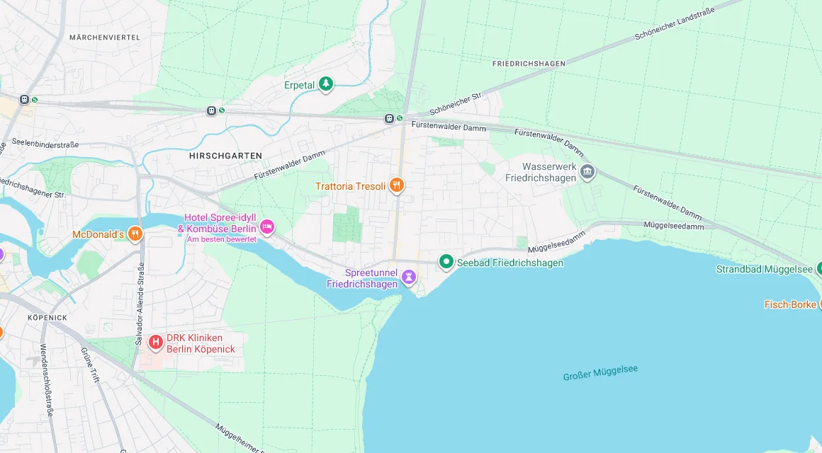 Karte Einsatzgebiet Schlüsseldienst Hillemeyer in Friedrichshagen, Berlin
