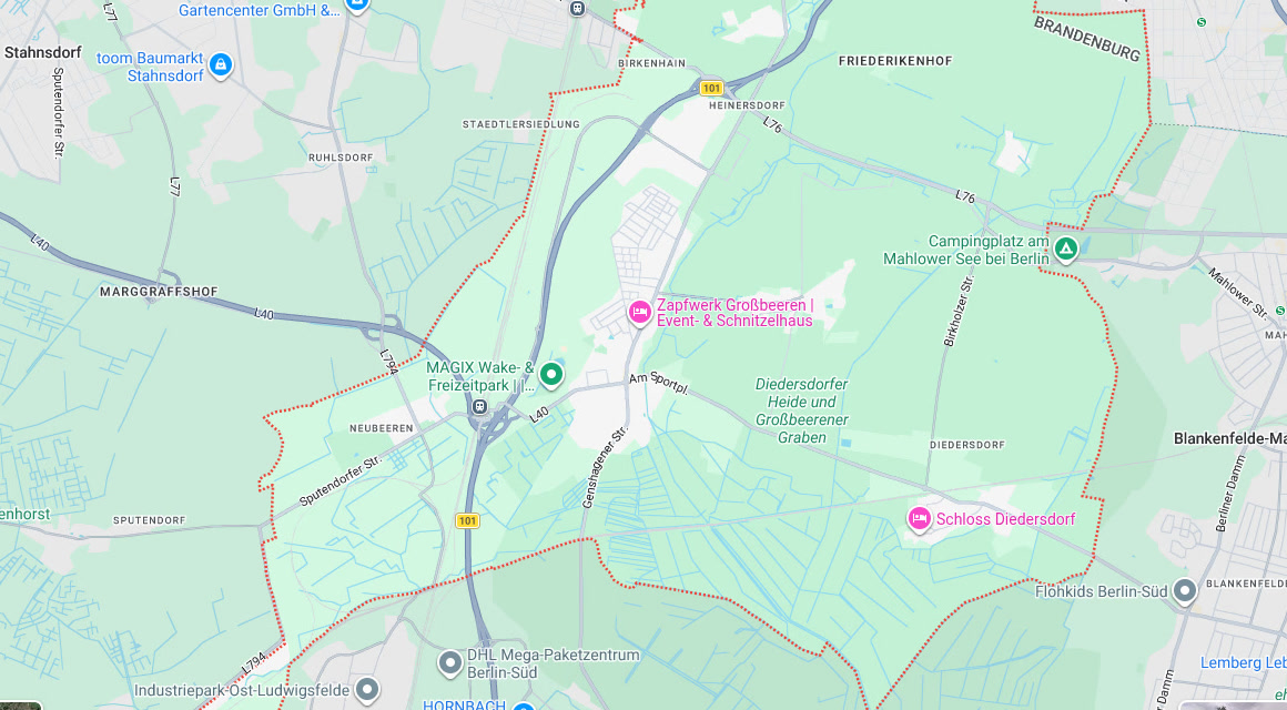 Karte Einsatzgebiet Schlüsseldienst Hillemeyer in Großbeeren