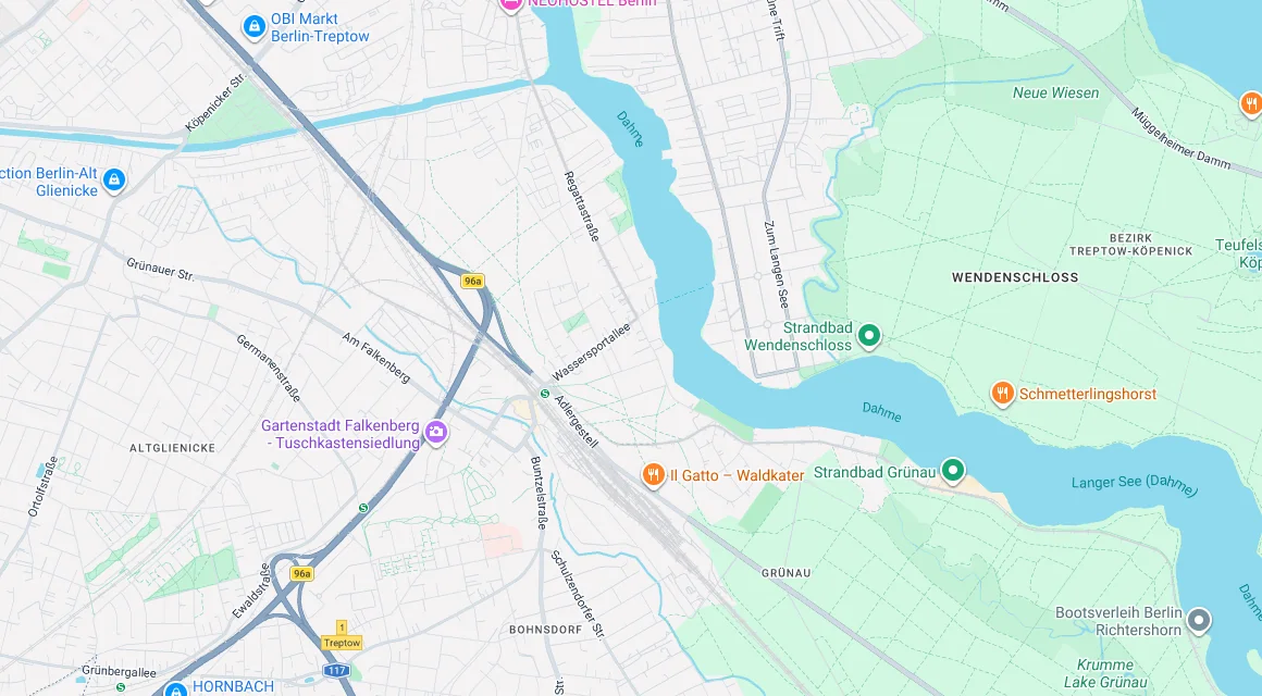 Karte Einsatzgebiet Schlüsseldienst Hillemeyer in Grünau, Berlin
