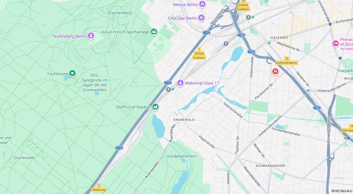 Karte Einsatzgebiet Schlüsseldienst Hillemeyer in Grunewald, Berlin