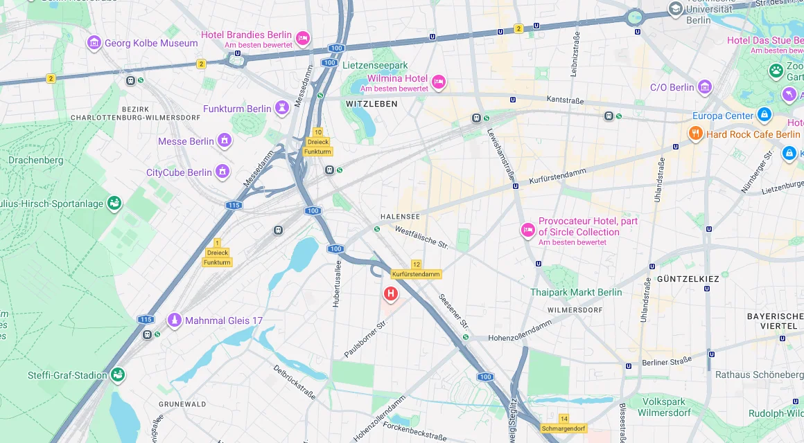 Karte Einsatzgebiet Schlüsseldienst Hillemeyer in Halensee, Berlin