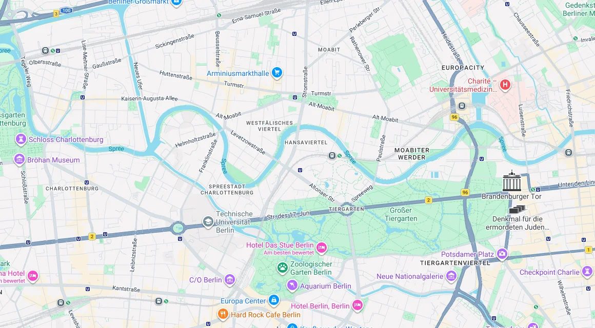 Karte Einsatzgebiet Schlüsseldienst Hillemeyer in Hansaviertel, Berlin