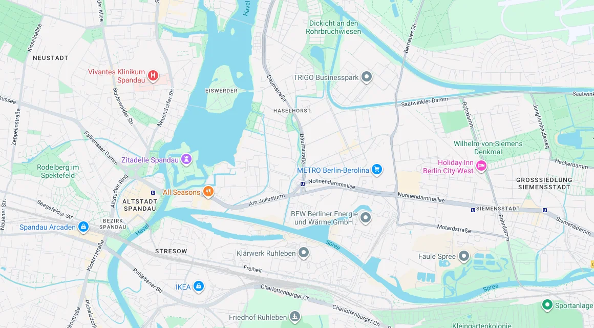 Karte Einsatzgebiet Schlüsseldienst Hillemeyer in Haselhorst, Berlin