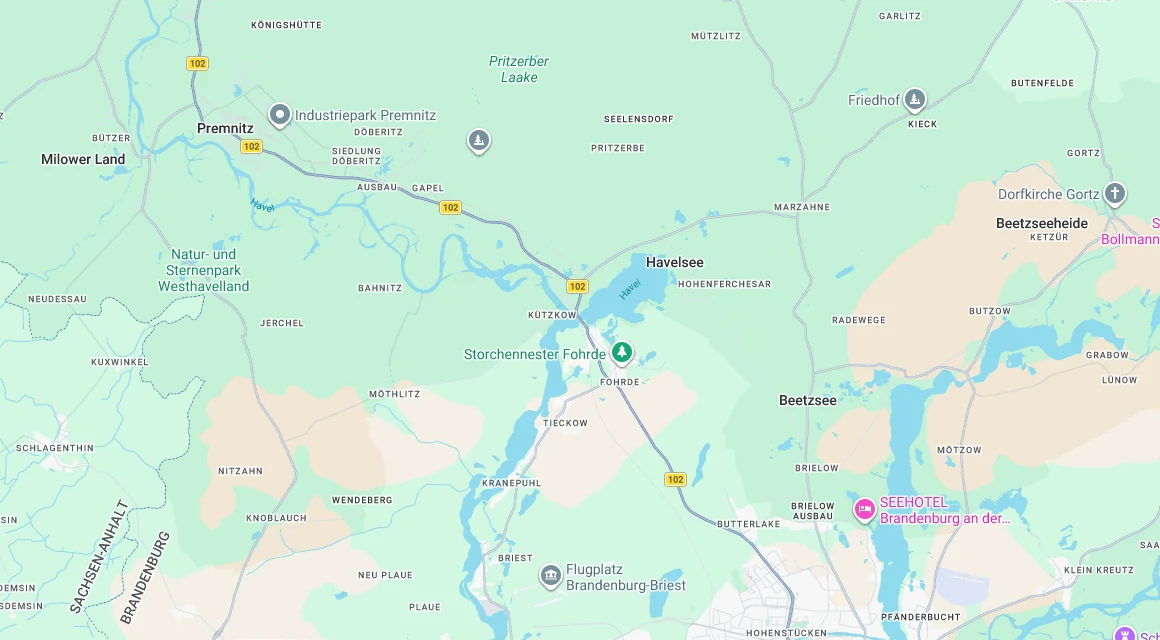Karte Einsatzgebiet Schlüsseldienst Hillemeyer in Havelsee, Brandenburg