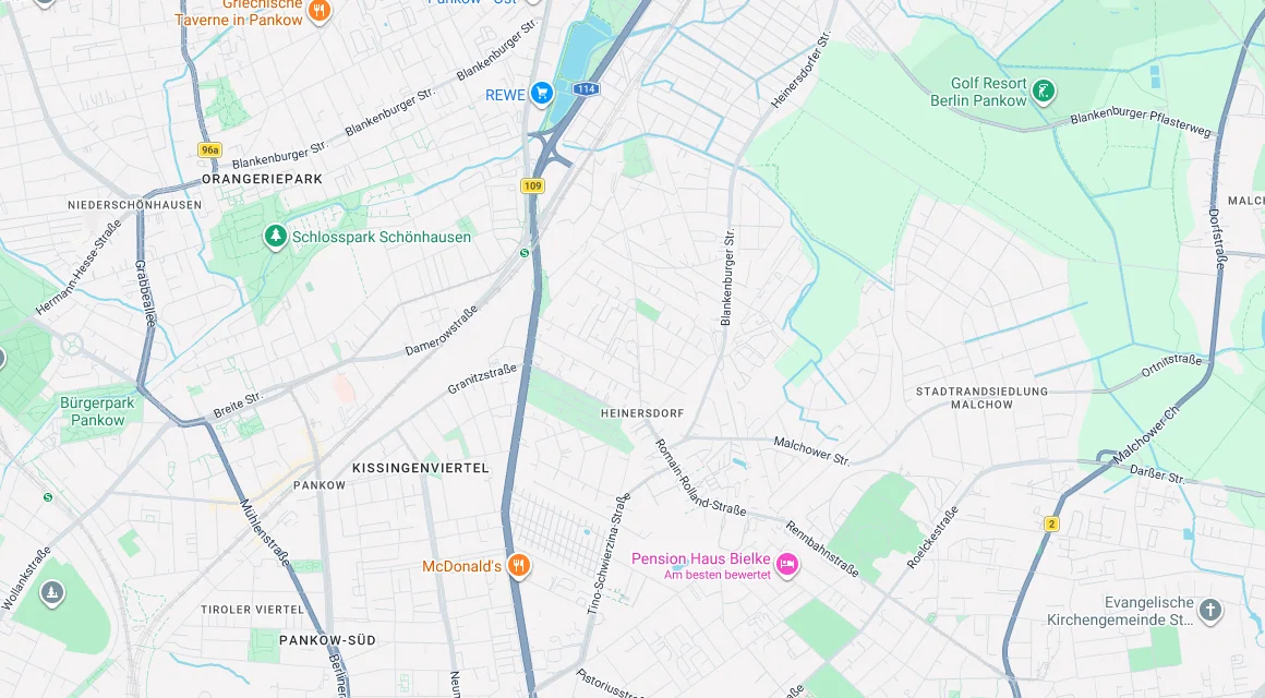 Karte Einsatzgebiet Schlüsseldienst Hillemeyer in Heinersdorf, Berlin