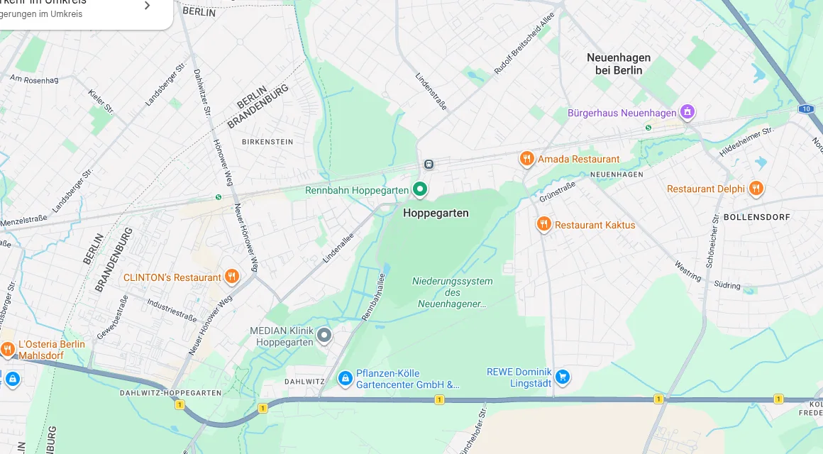 Karte Einsatzgebiet Schlüsseldienst Hillemeyer in Hoppegarten, Brandenburg