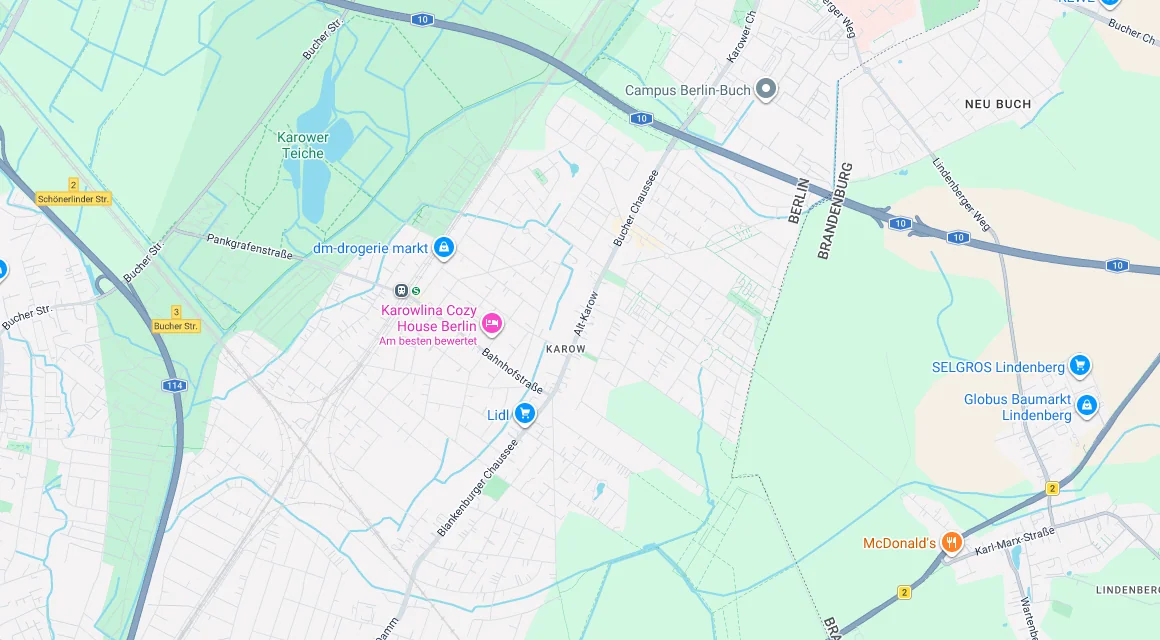 Karte Einsatzgebiet Schlüsseldienst Hillemeyer in Karow, Berlin