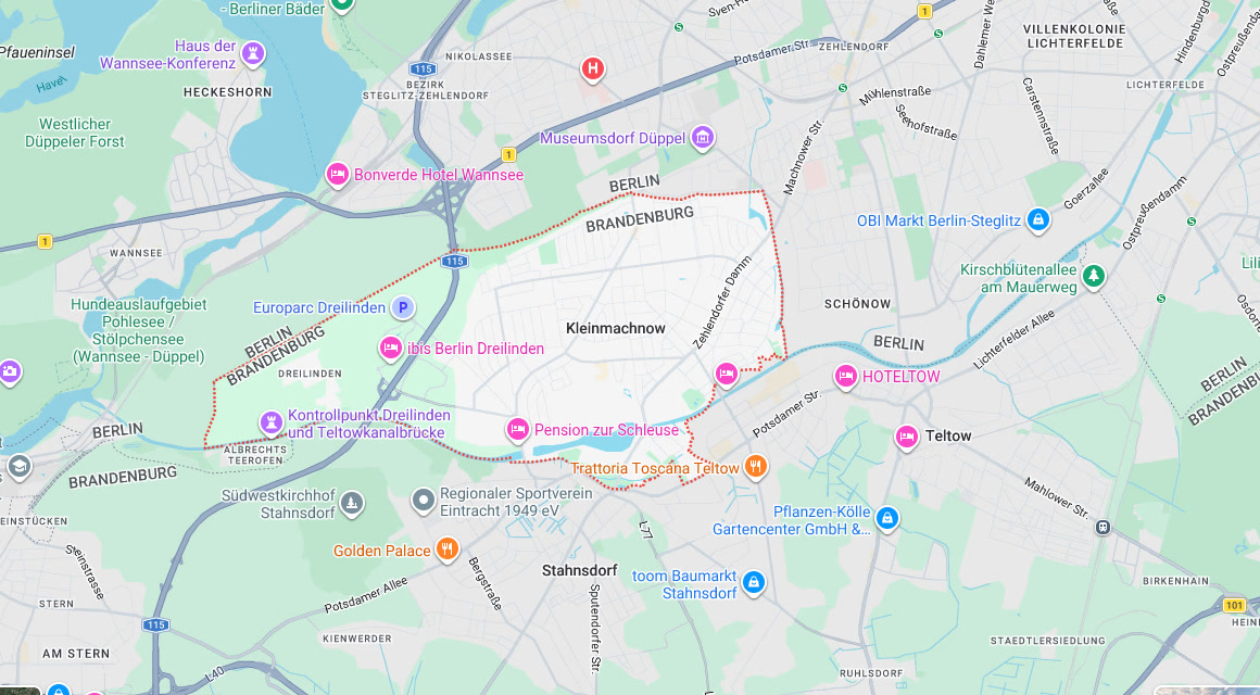Karte Einsatzgebiet Schlüsseldienst Hillemeyer in Kleinmachnow