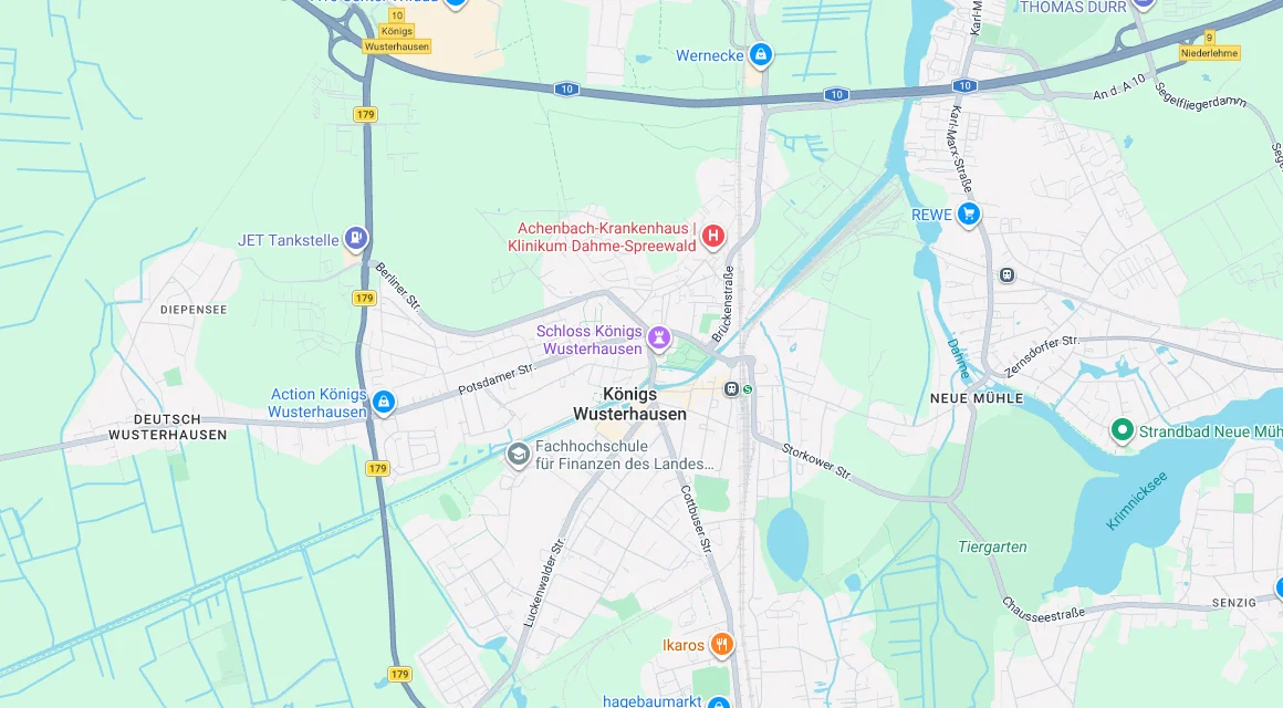 Karte Einsatzgebiet Schlüsseldienst Hillemeyer in Königs Wusterhausen, Brandenburg