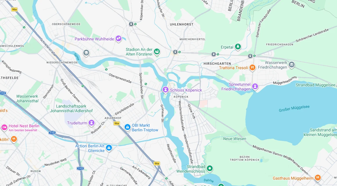Karte Einsatzgebiet Schlüsseldienst Hillemeyer in Köpenick, Berlin