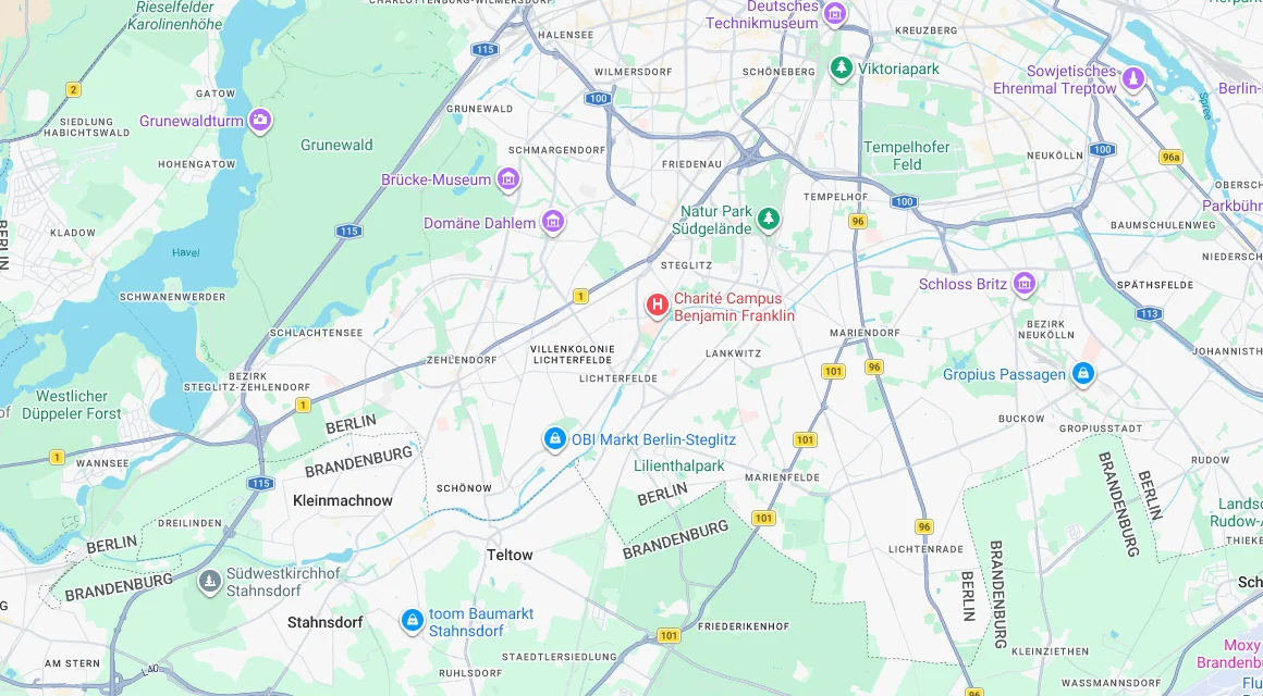 Karte Einsatzgebiet Schlüsseldienst Hillemeyer in Lichterfelde, Berlin