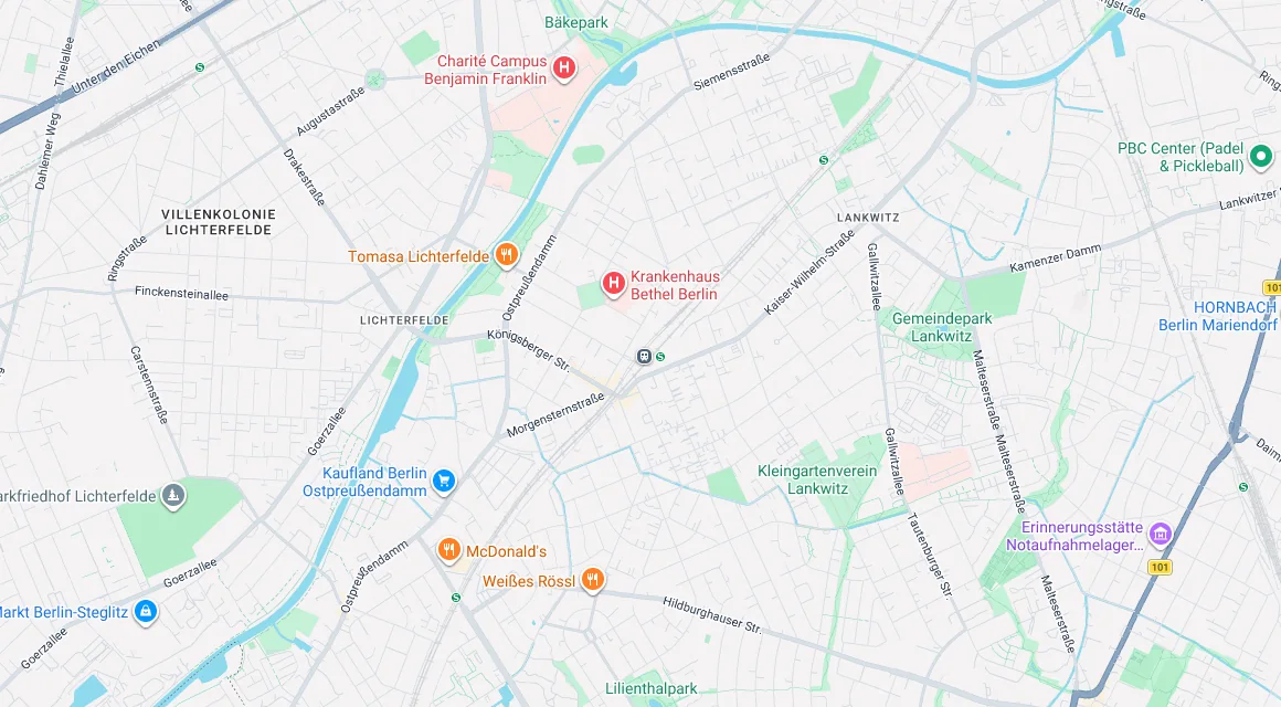 Karte Einsatzgebiet Schlüsseldienst Hillemeyer in Lichterfelde Ost, Berlin