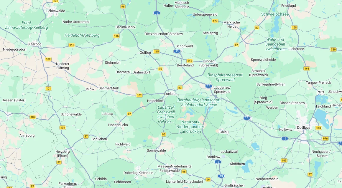 Karte Einsatzgebiet Schlüsseldienst Hillemeyer in Luckau, Brandenburg