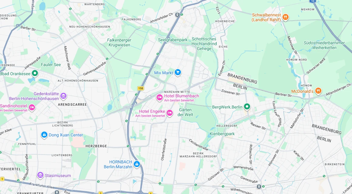 Karte Einsatzgebiet Schlüsseldienst Hillemeyer in Marzahn, Berlin