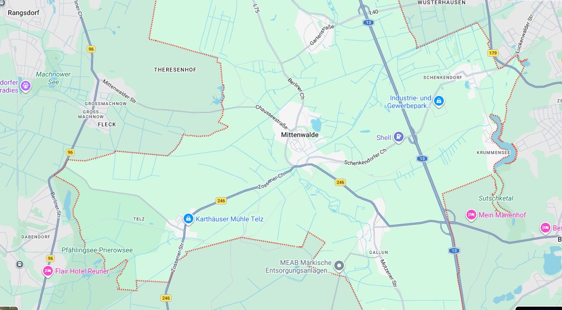 Karte Einsatzgebiet Schlüsseldienst Hillemeyer in Mittenwalde