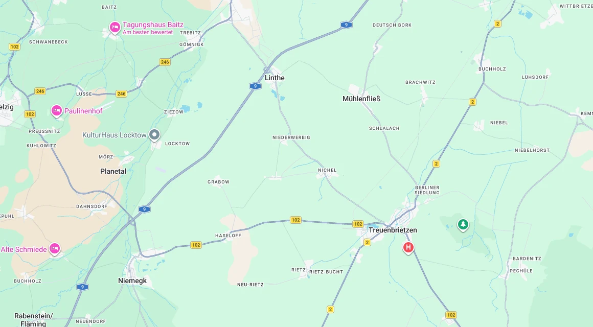Karte Einsatzgebiet Schlüsseldienst Hillemeyer in Mühlenfließ, Brandenburg