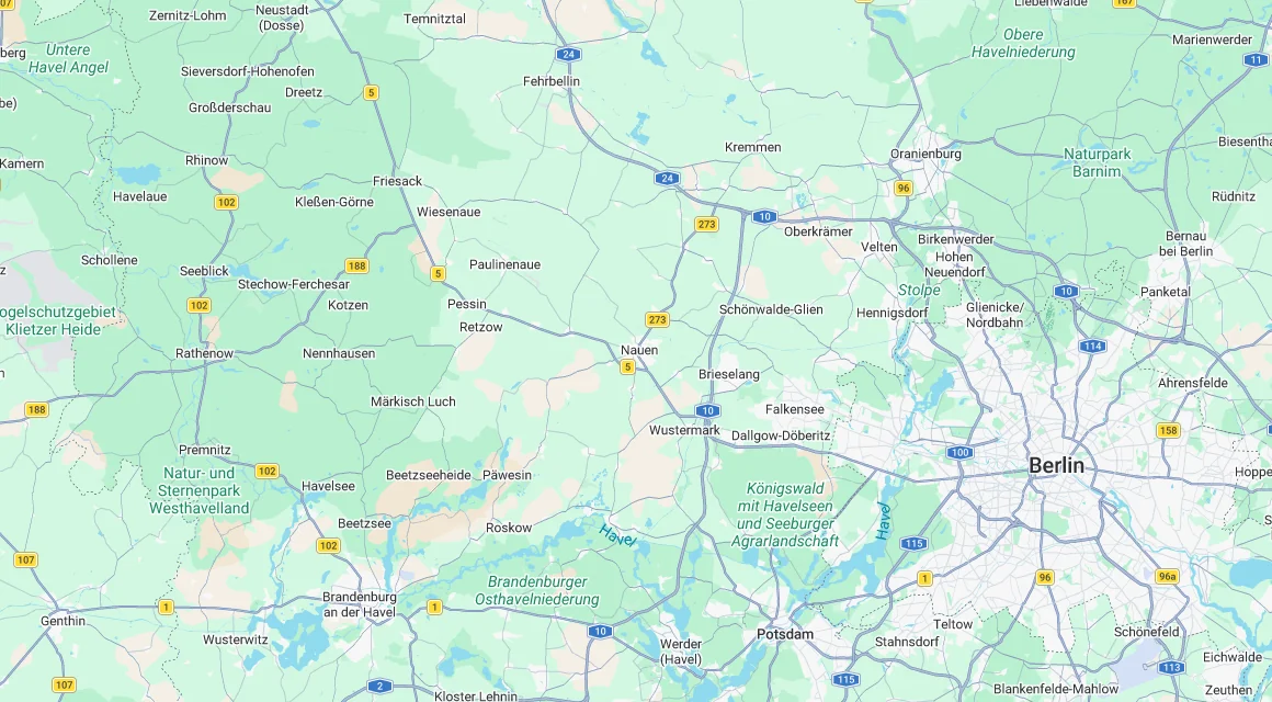 Karte Einsatzgebiet Schlüsseldienst Hillemeyer in Nauen, Brandenburg