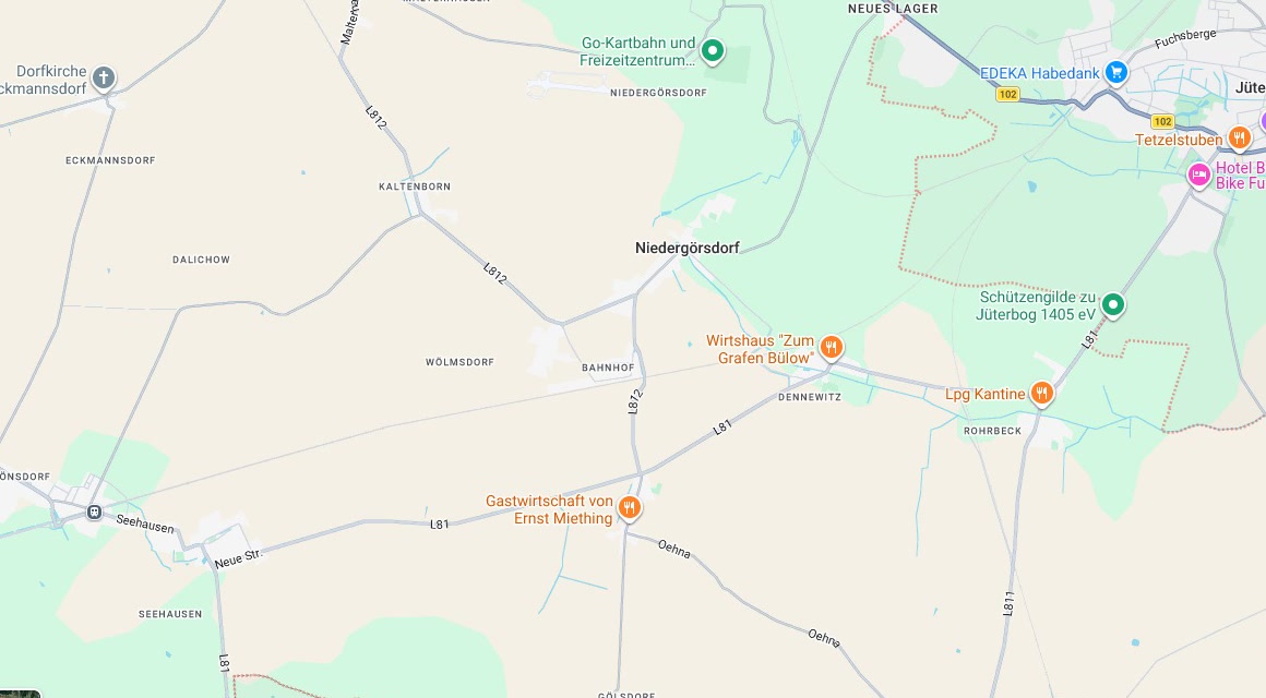 Karte Einsatzgebiet Schlüsseldienst Hillemeyer in Niedergörsdorf