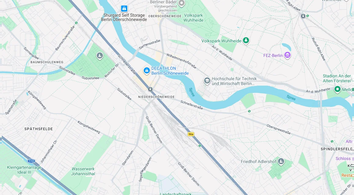 Karte Einsatzgebiet Schlüsseldienst Hillemeyer in Niederschöneweide, Berlin