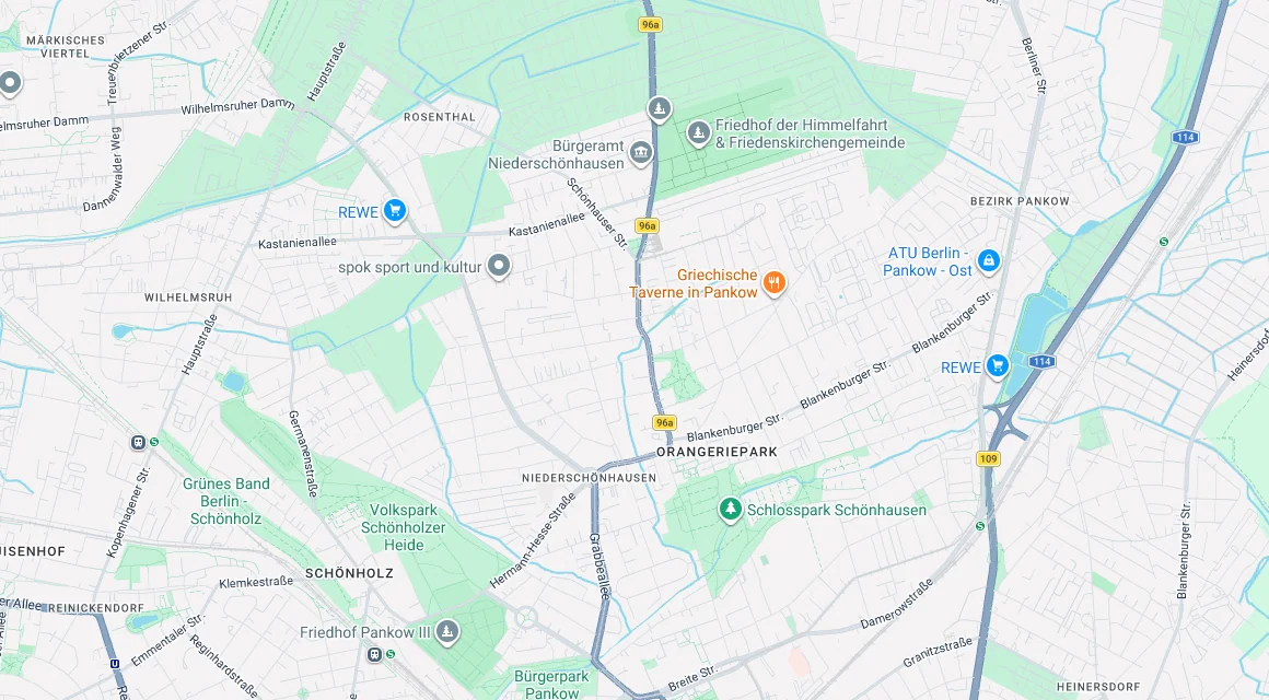 Karte Einsatzgebiet Schlüsseldienst Hillemeyer in Niederschönhausen, Berlin