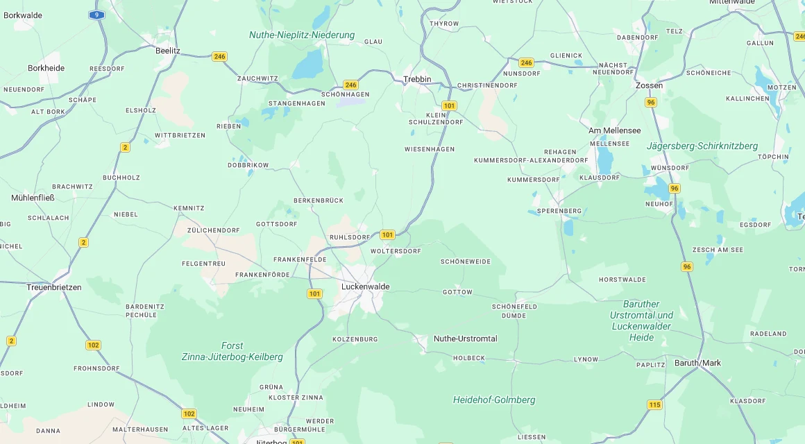 Karte Einsatzgebiet Schlüsseldienst Hillemeyer in Nuthe-Urstromtal, Brandenburg