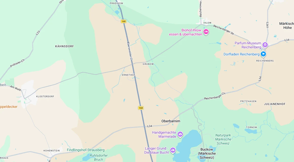 Karte Einsatzgebiet Schlüsseldienst Hillemeyer in Oberbarnim, Brandenburg