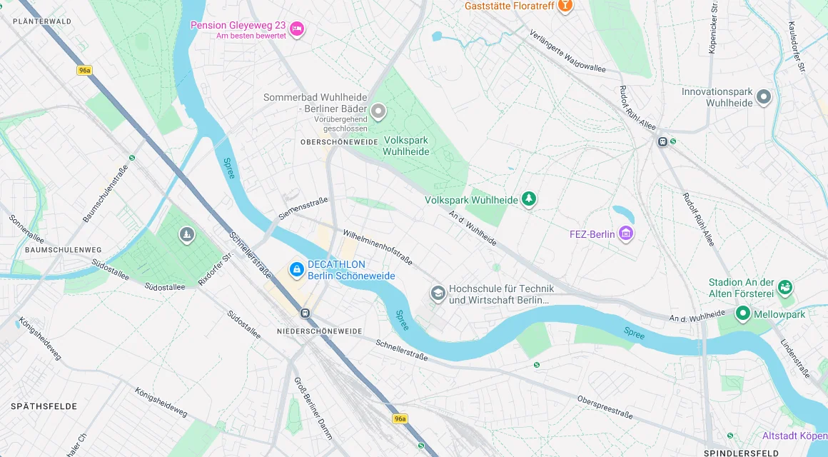 Karte Einsatzgebiet Schlüsseldienst Hillemeyer in Oberschöneweide, Berlin