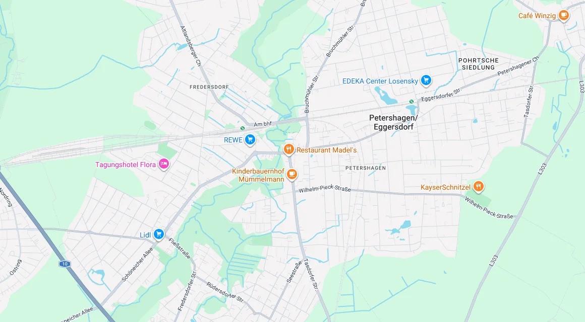 Karte Einsatzgebiet Schlüsseldienst Hillemeyer in Petershagen, Brandenburg
