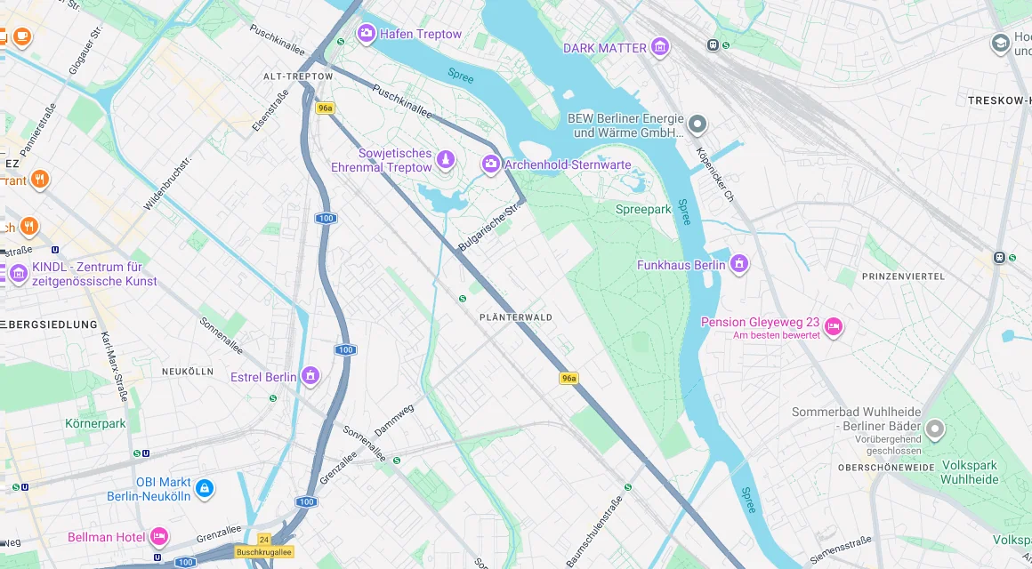 Karte Einsatzgebiet Schlüsseldienst Hillemeyer in Plänterwald, Berlin