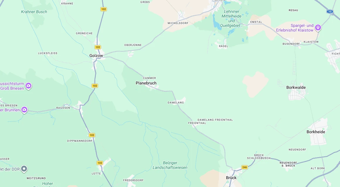 Karte Einsatzgebiet Schlüsseldienst Hillemeyer in Planebruch, Brandenburg