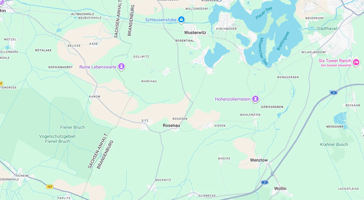 Karte Einsatzgebiet Schlüsseldienst Hillemeyer in Rosenau, Brandenburg