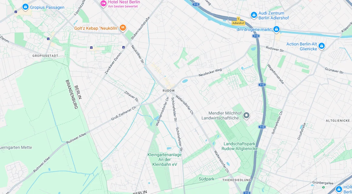 Karte Einsatzgebiet Schlüsseldienst Hillemeyer in Rudow, Berlin