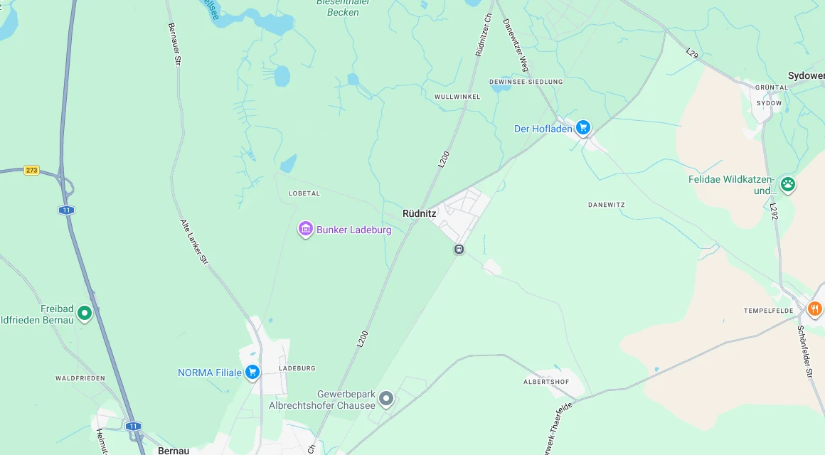 Karte Einsatzgebiet Schlüsseldienst Hillemeyer in Rüdnitz, Brandenburg